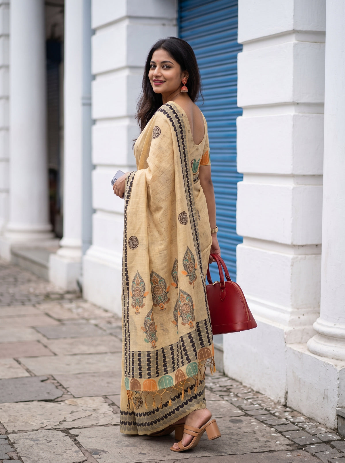 MIMOSA Tussar Banarasi Cotton Saree — pose 7 styling detail