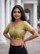 MIMOSA Tussar Banarasi Cotton Saree — blouse close-up