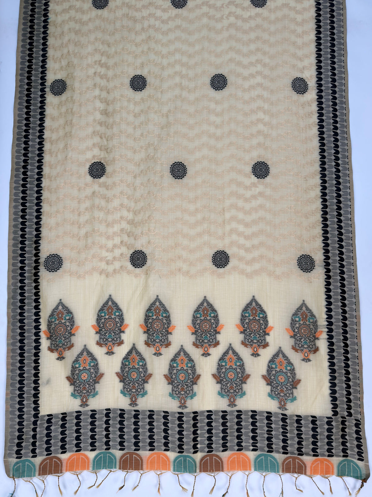 MIMOSA Tussar Banarasi Cotton Saree — pallu and zari work detail