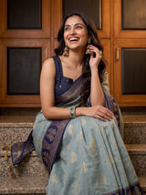 MIMOSA Grey Banarasi Saree — pose 10 styling detail