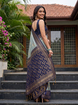 MIMOSA Grey Banarasi Saree — pose 7 styling detail