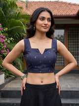 MIMOSA Grey Banarasi Saree — blouse close-up