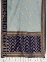 MIMOSA Grey Banarasi Saree — pallu and zari work detail