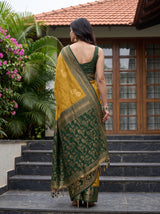 MIMOSA Mustard Banarasi Saree — pose 2 styling detail