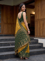 MIMOSA Mustard Banarasi Saree — pose 7 styling detail