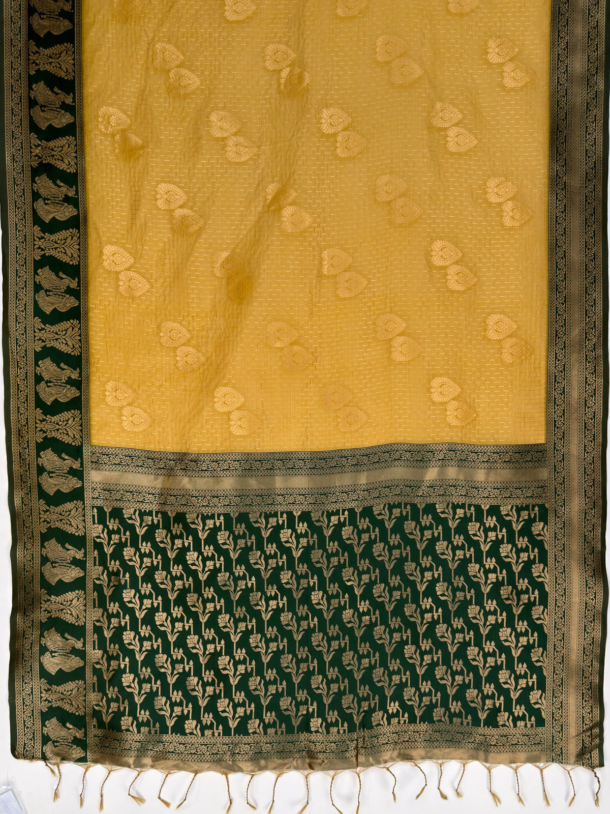 MIMOSA Mustard Banarasi Saree — pallu and zari work detail