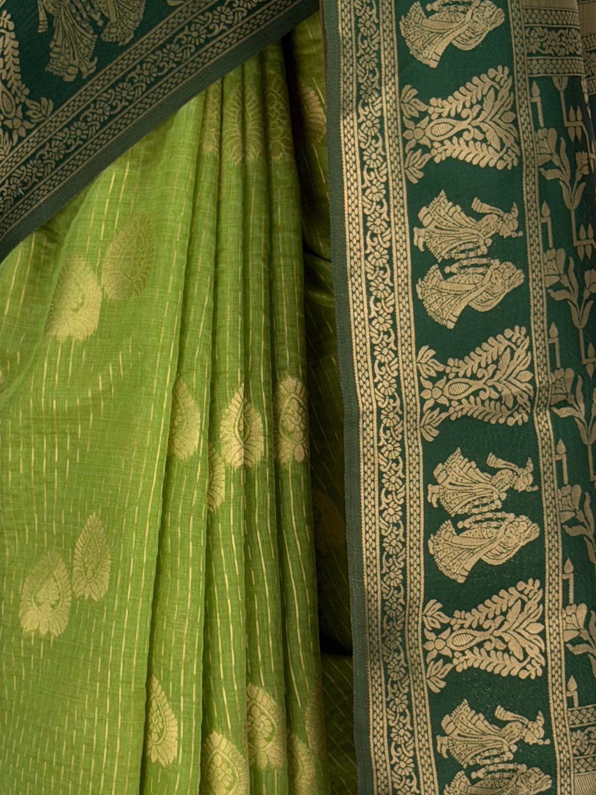 MIMOSA Parrot Green Banarasi Saree — fleets shot full lifestyle