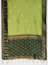 MIMOSA Parrot Green Banarasi Saree — pallu and zari work detail