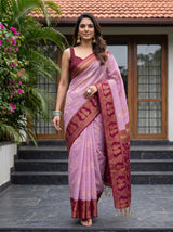 MIMOSA Pink Banarasi Saree — pose 6 styling detail