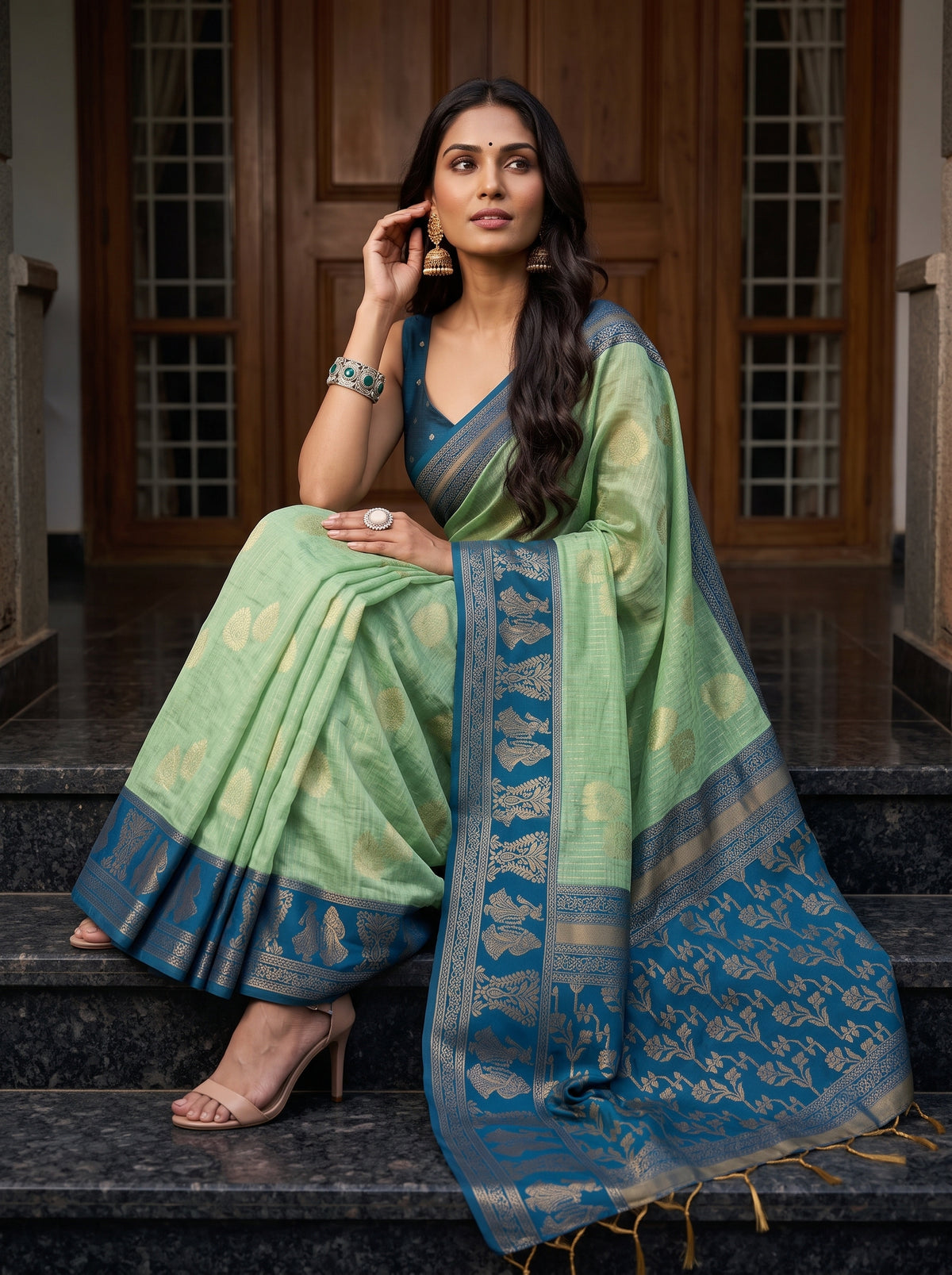 MIMOSA Rama Banarasi Saree — pose 8 styling detail