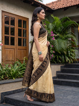 MIMOSA Tussar Banarasi Saree — pose 3 styling detail