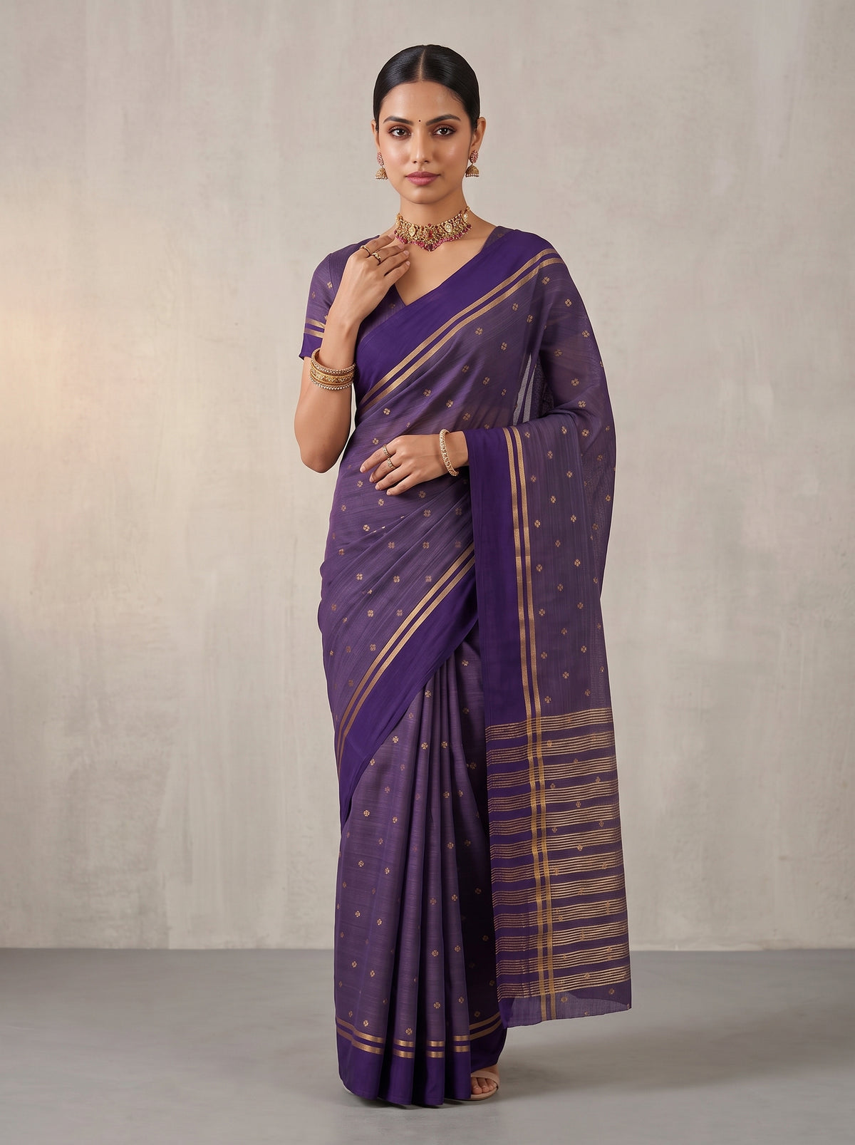 MIMOSA Jamun Bhagalpuri Tussar silk Tussar Silk Saree — pose 10 styling detail