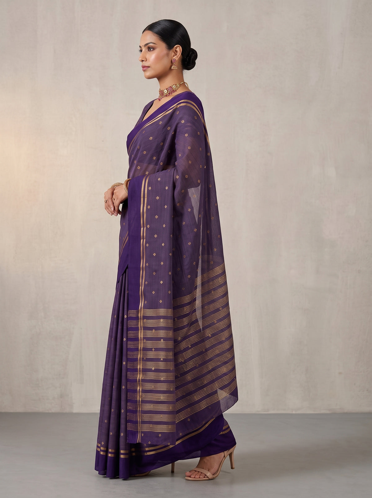 MIMOSA Jamun Bhagalpuri Tussar silk Tussar Silk Saree — pose 3 styling detail