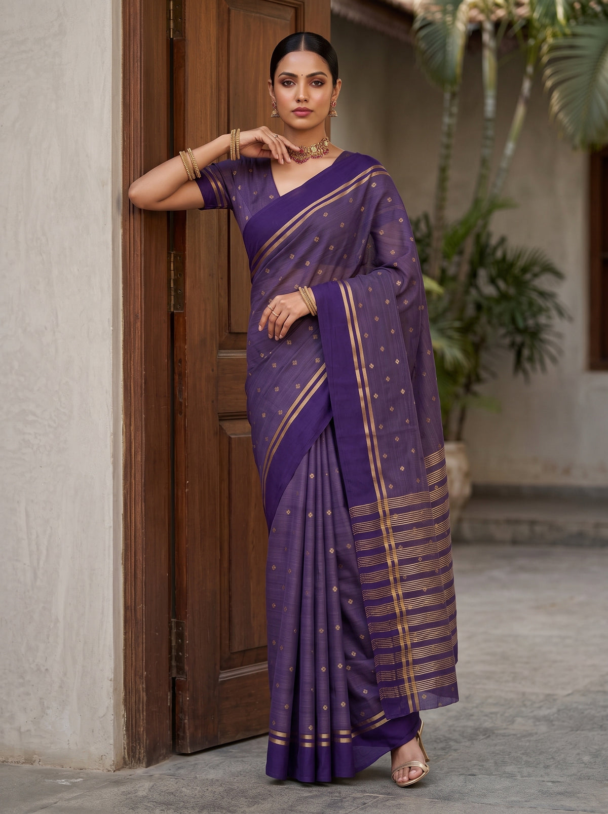 MIMOSA Jamun Bhagalpuri Tussar silk Tussar Silk Saree — pose 5 styling detail