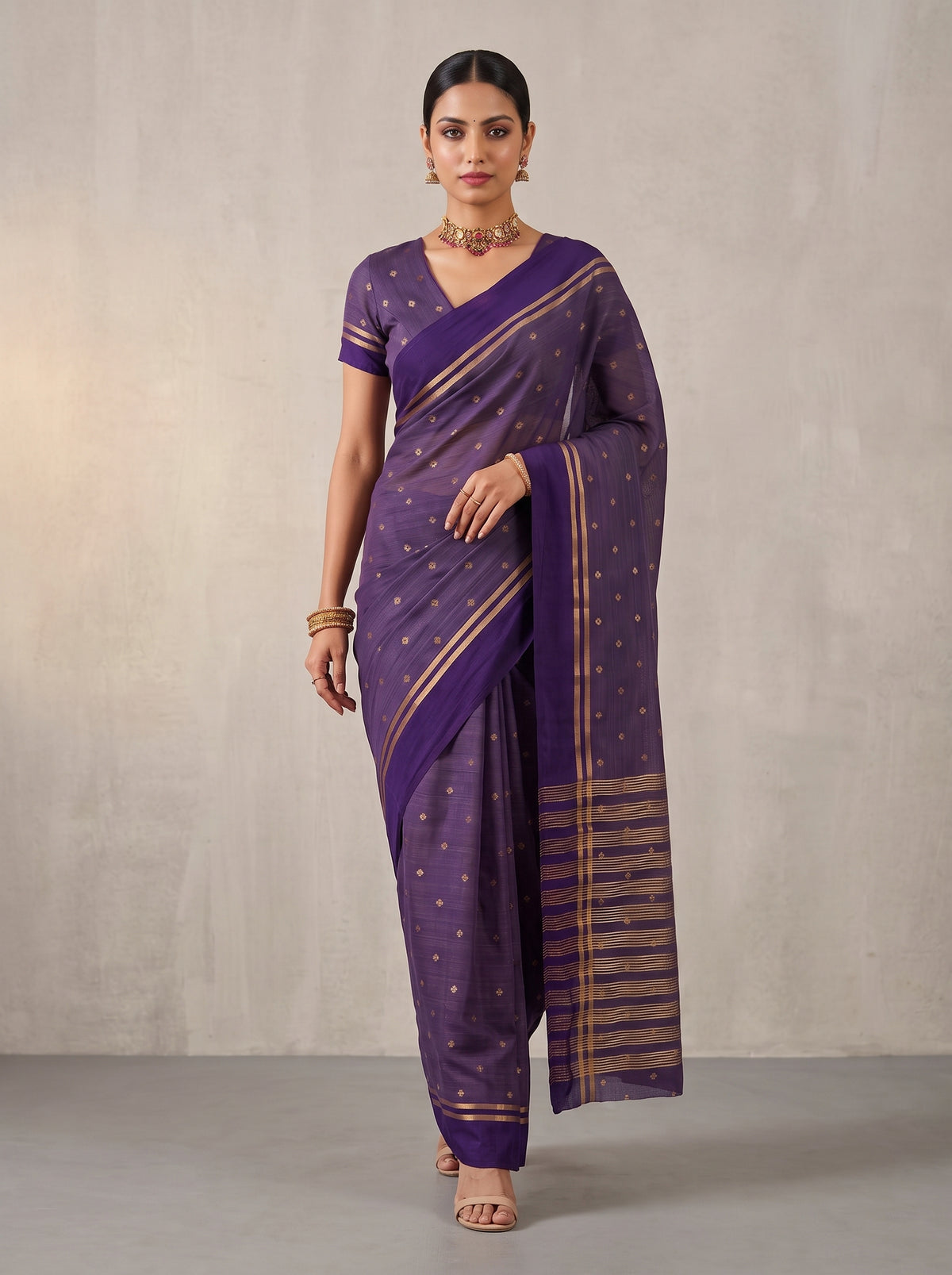 MIMOSA Jamun Bhagalpuri Tussar silk Tussar Silk Saree — pose 6 styling detail