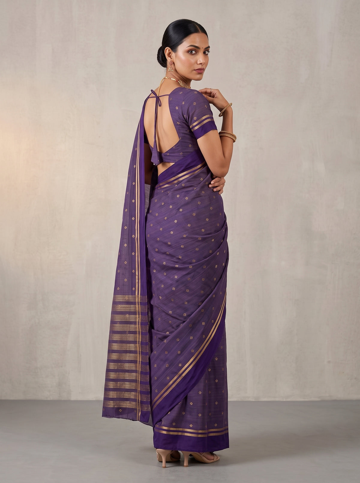 MIMOSA Jamun Bhagalpuri Tussar silk Tussar Silk Saree — pose 7 styling detail