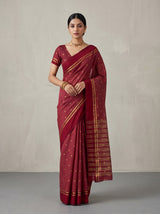 MIMOSA Maroon Bhagalpuri Tussar silk Tussar Silk Saree — AI Model lifestyle pose