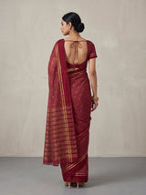 MIMOSA Maroon Bhagalpuri Tussar silk Tussar Silk Saree — pallu and body shot
