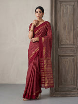 MIMOSA Maroon Bhagalpuri Tussar silk Tussar Silk Saree — pose 5 styling detail
