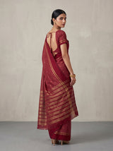 MIMOSA Maroon Bhagalpuri Tussar silk Tussar Silk Saree — pose 7 styling detail