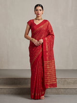 MIMOSA Red Bhagalpuri Tussar silk Tussar Silk Saree — AI Model lifestyle pose