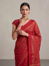MIMOSA Red Bhagalpuri Tussar silk Tussar Silk Saree — pose 10 styling detail