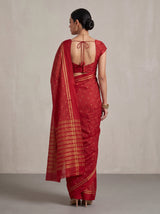 MIMOSA Red Bhagalpuri Tussar silk Tussar Silk Saree — pallu and body shot