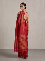 MIMOSA Red Bhagalpuri Tussar silk Tussar Silk Saree — pose 7 styling detail