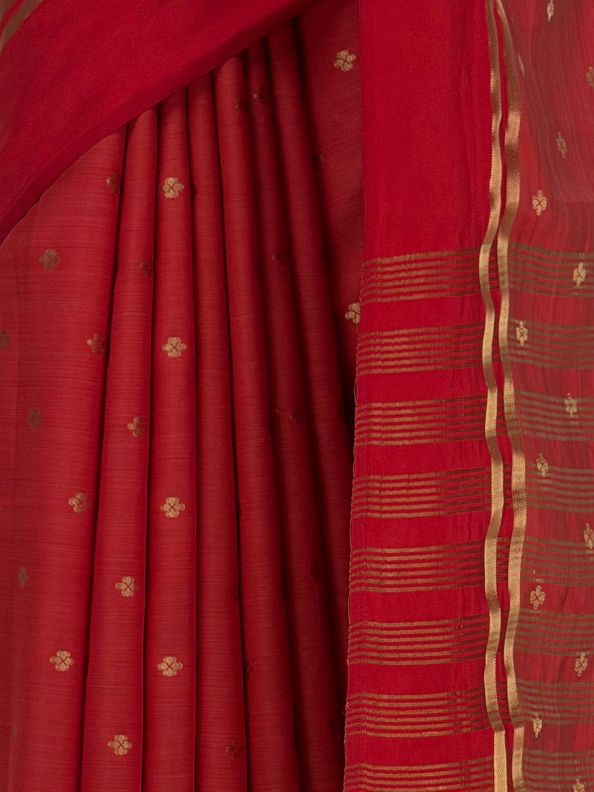 MIMOSA Red Bhagalpuri Tussar silk Tussar Silk Saree — fleets shot full lifestyle