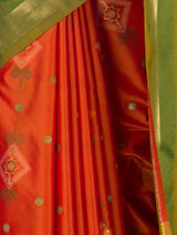MIMOSA Orange Pochampally Saree — fleets shot full lifestyle