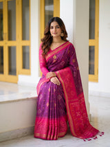 MIMOSA Wine Pochampally Saree — pose 8 styling detail