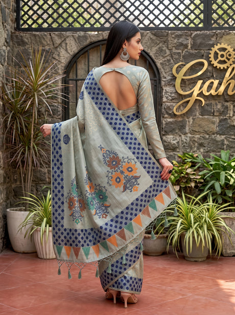 MIMOSA Ananda Banarasi Cotton Saree — saree shot pallu body