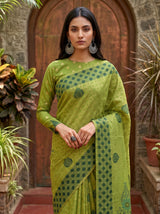 MIMOSA Olive Banarasi Cotton Saree — pose 10 styling detail