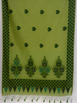 MIMOSA Olive Banarasi Cotton Saree — pallu and zari work detail