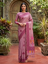 MIMOSA Pink Banarasi Cotton Saree — AI Model lifestyle pose 1
