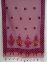 MIMOSA Pink Banarasi Cotton Saree — pallu and zari work detail