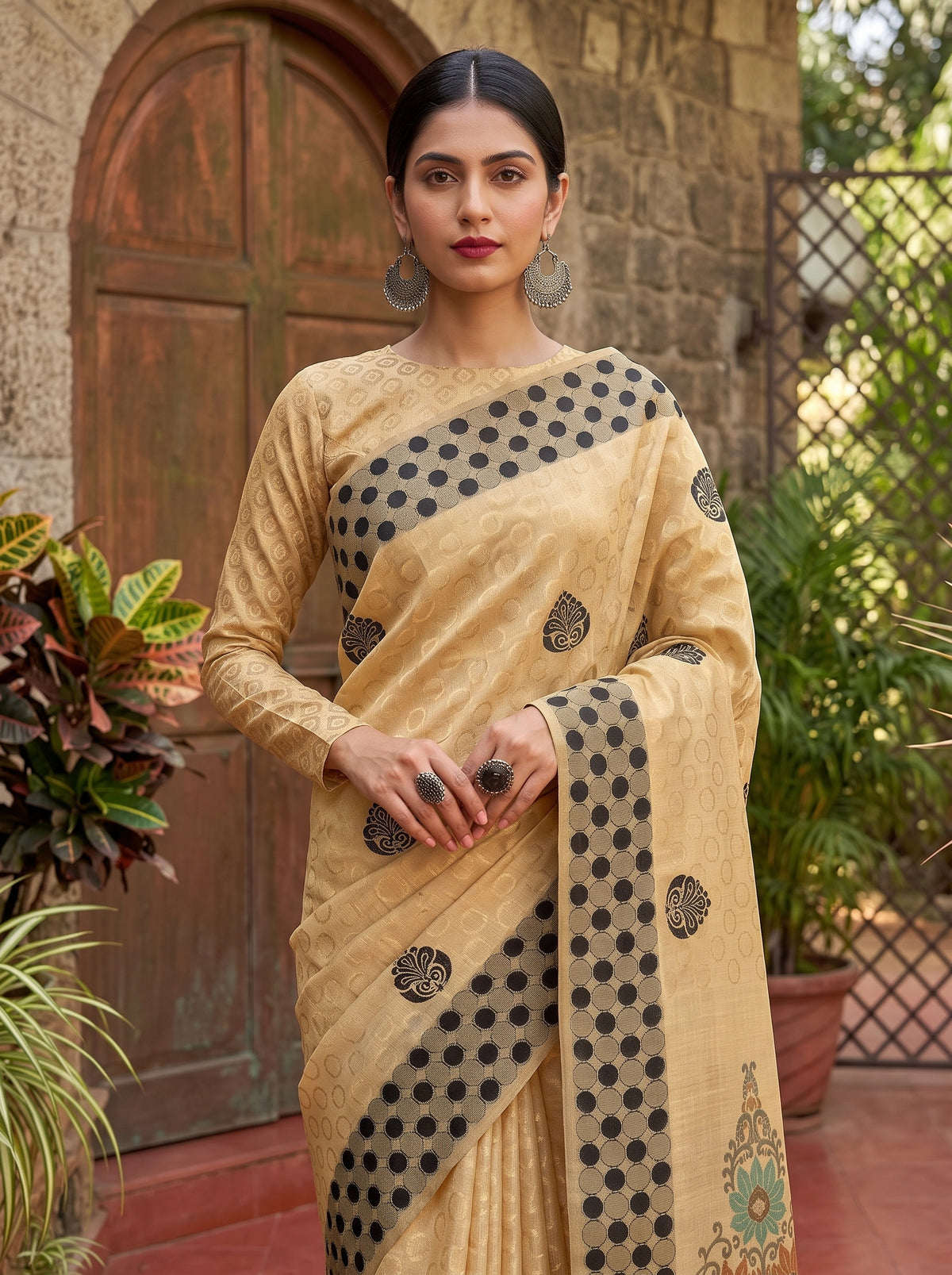 MIMOSA Tussar Banarasi Cotton Saree — pose 10 styling detail
