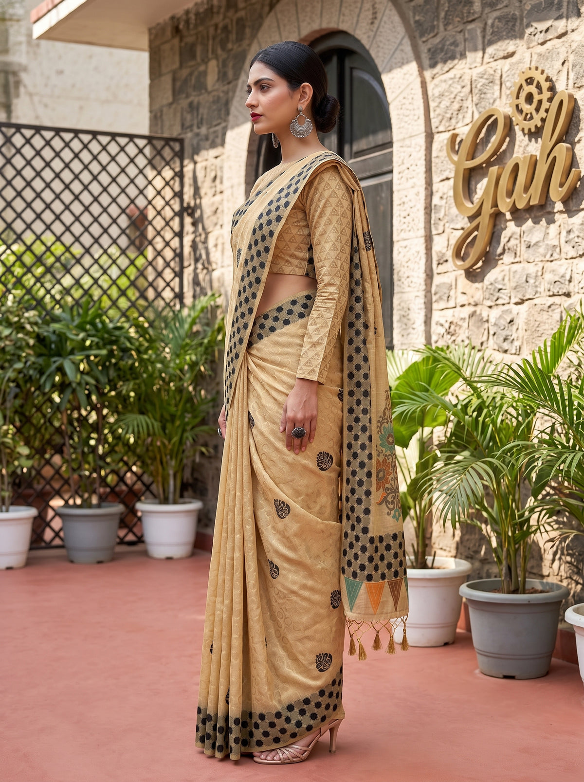 MIMOSA Tussar Banarasi Cotton Saree — saree shot pallu body