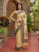MIMOSA Tussar Banarasi Cotton Saree — pose 4 styling detail