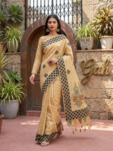 MIMOSA Tussar Banarasi Cotton Saree — pose 6 styling detail