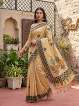 MIMOSA Tussar Banarasi Cotton Saree — pose 9 styling detail