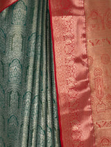MIMOSA Bottle Green Kanjivaram Saree — fleets shot full lifestyle