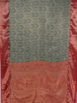 MIMOSA Bottle Green Kanjivaram Saree — pallu and zari work detail