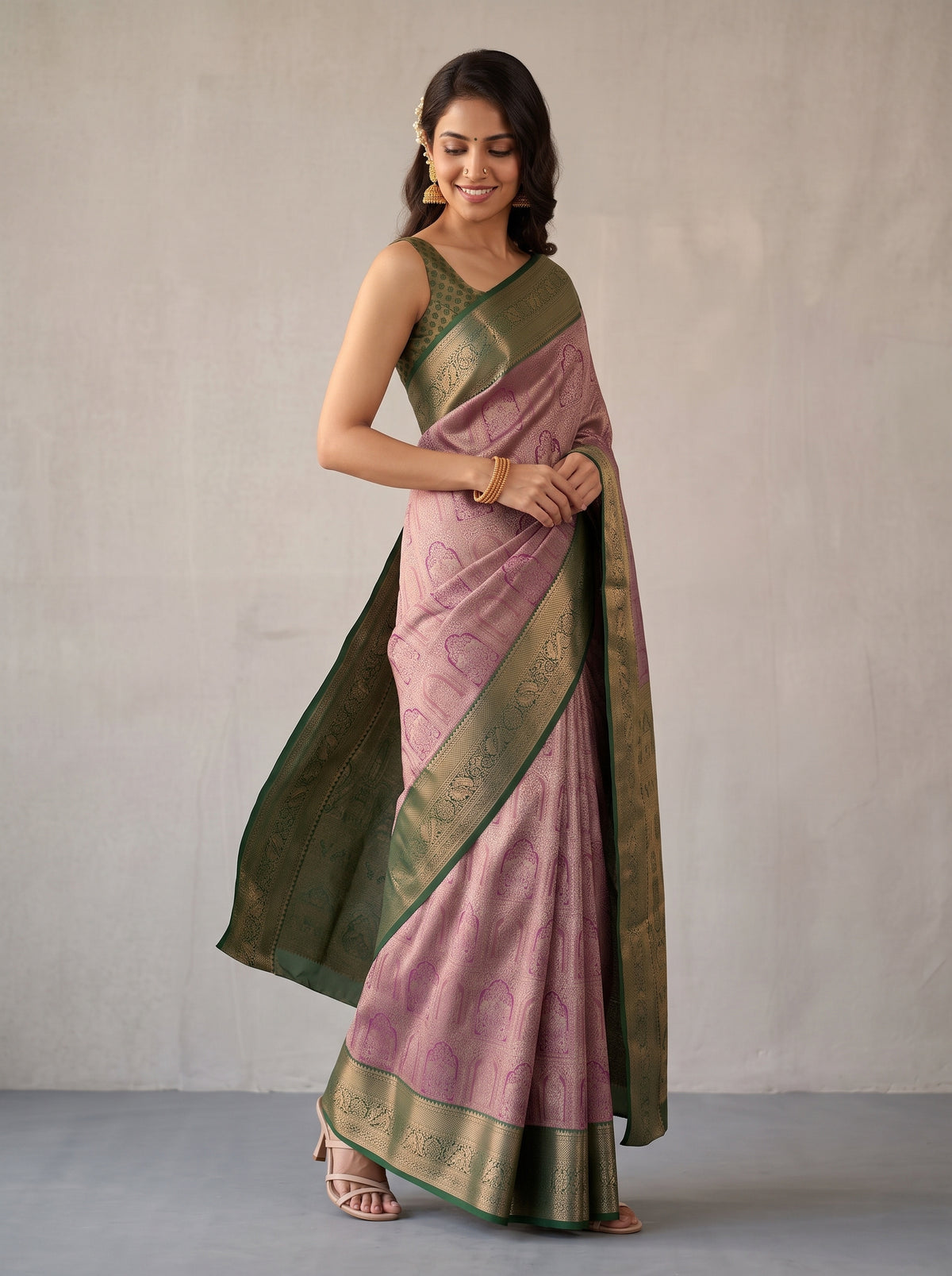 MIMOSA Magenta Kanjivaram Saree — pose 9 styling detail