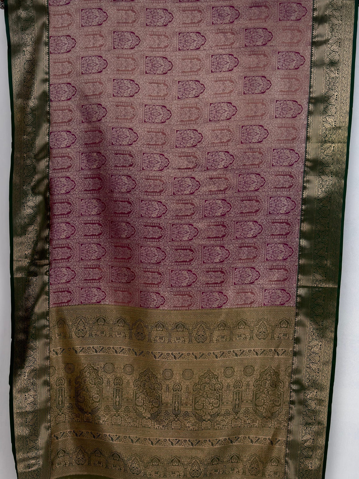 MIMOSA Magenta Kanjivaram Saree — pallu and zari work detail