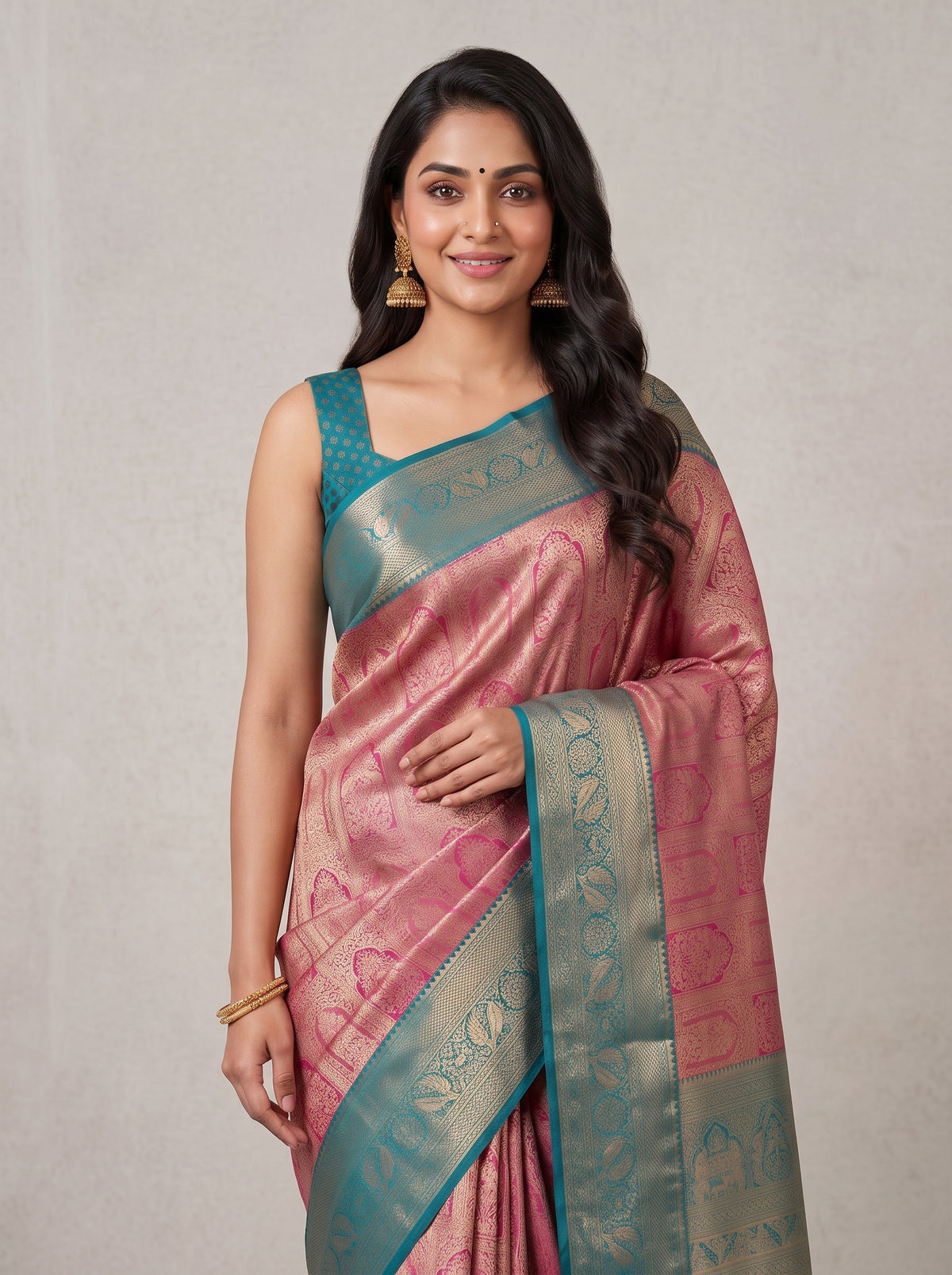 MIMOSA Rani Kanjivaram Saree — pose 10 styling detail