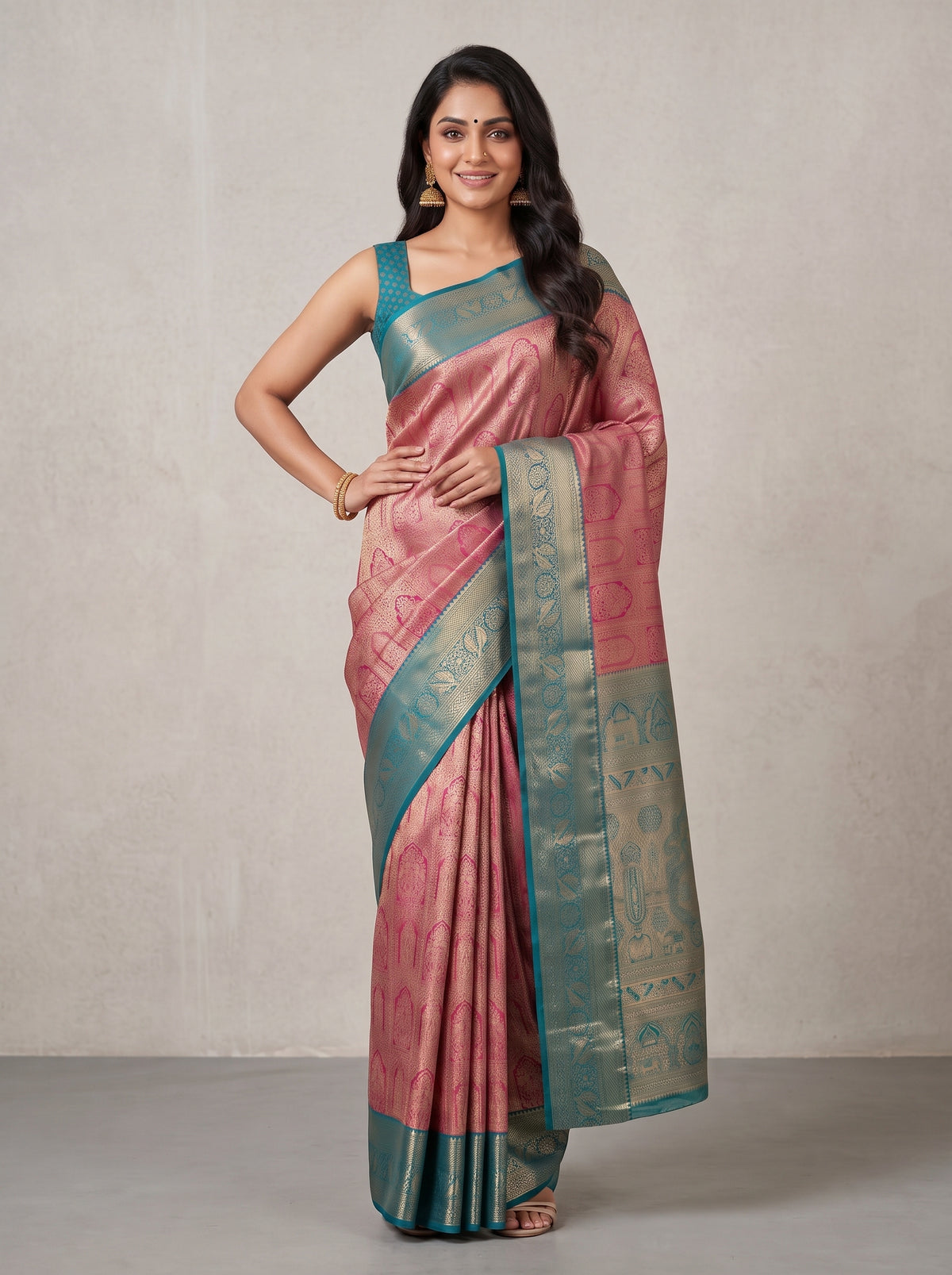 MIMOSA Rani Kanjivaram Saree — pose 4 styling detail