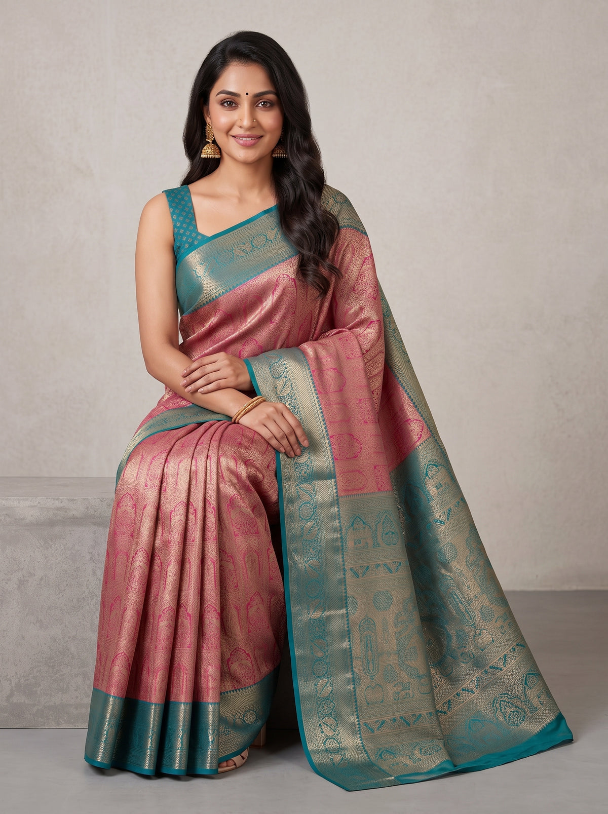 MIMOSA Rani Kanjivaram Saree — pose 8 styling detail