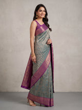 MIMOSA Sapphire Kanjivaram Saree — pose 5 styling detail