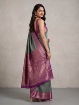 MIMOSA Sapphire Kanjivaram Saree — pose 7 styling detail